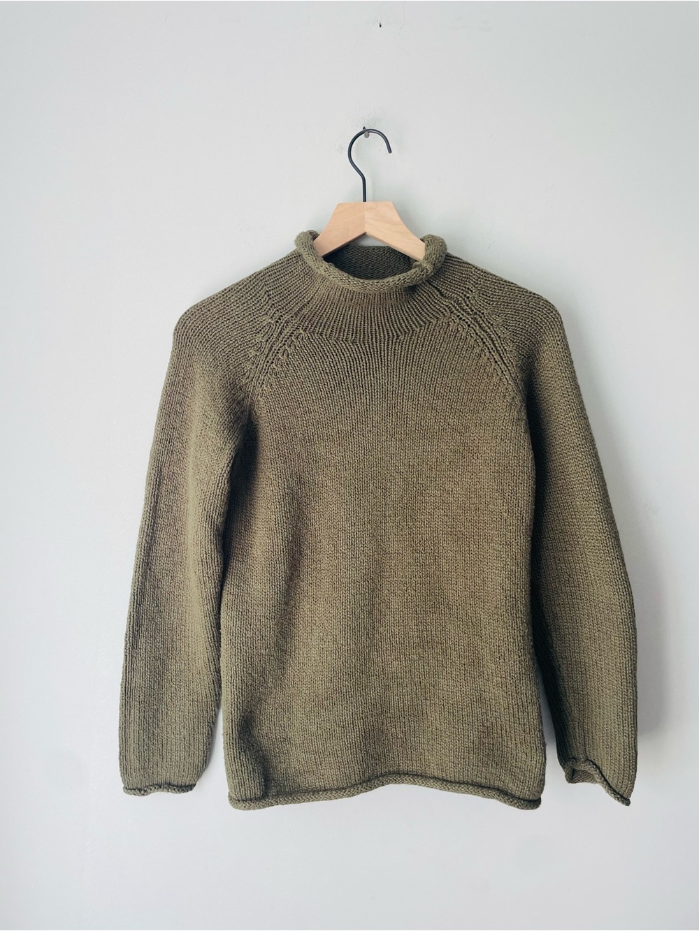 L.L. Bean Vintage Cotton Rollneck Sweater Olive Green
